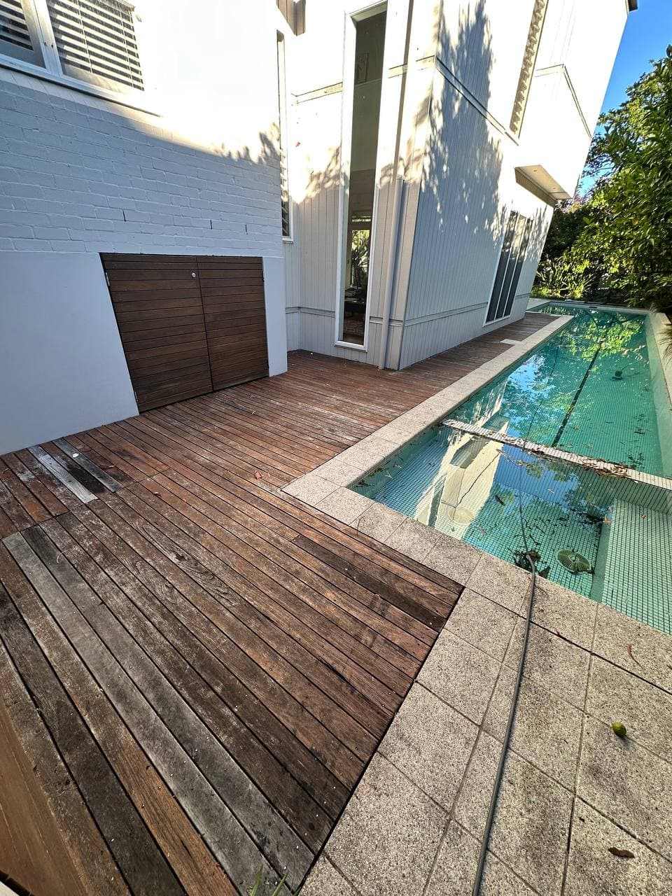 Weathered deck before